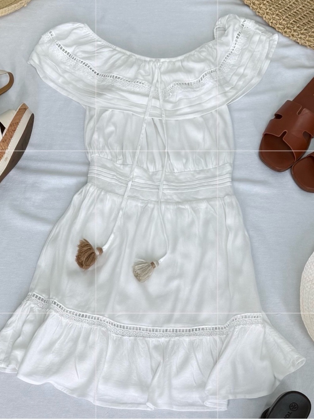 American Rag White Ruffled Off-Shoulder Mini Dress